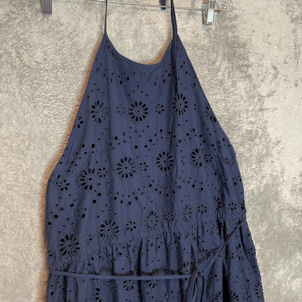 Time Tru Women Eyelet Tiered Halter Midi Dress 2XL Plus Spring Sundress Classic